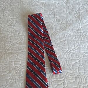 Ted Baker London Vibrant Red Tie with Blue and Black Stripes